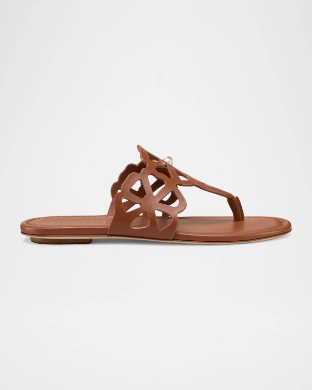 Jasmine Leather Cutout Thong Sandals